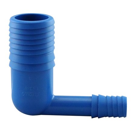 APOLLO BY TMG 1 in. Blue Twister Insert x 3/8 in. Funny Pipe Insert Polypropylene 90 Degree Reducing Elbow ABTE138FP